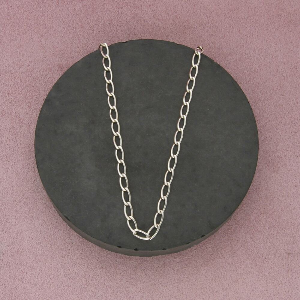 sterling silver 3mm elongated curb chain necklace size 15in